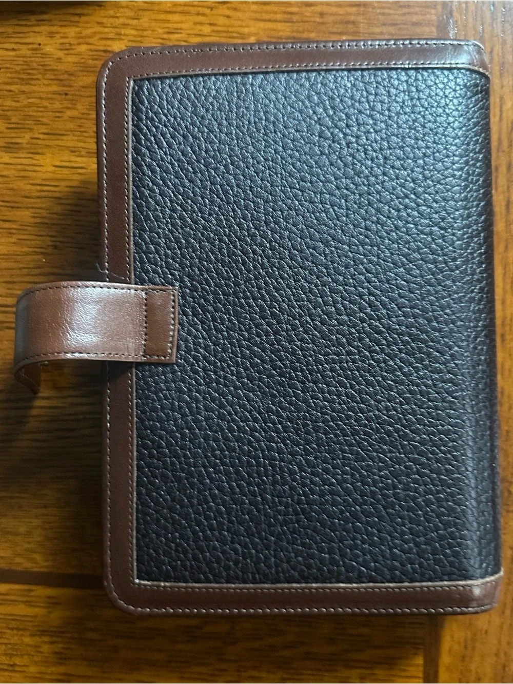 Dooney & Bourke 1999 address Black Pebbled Leather Folio with Brown Trim